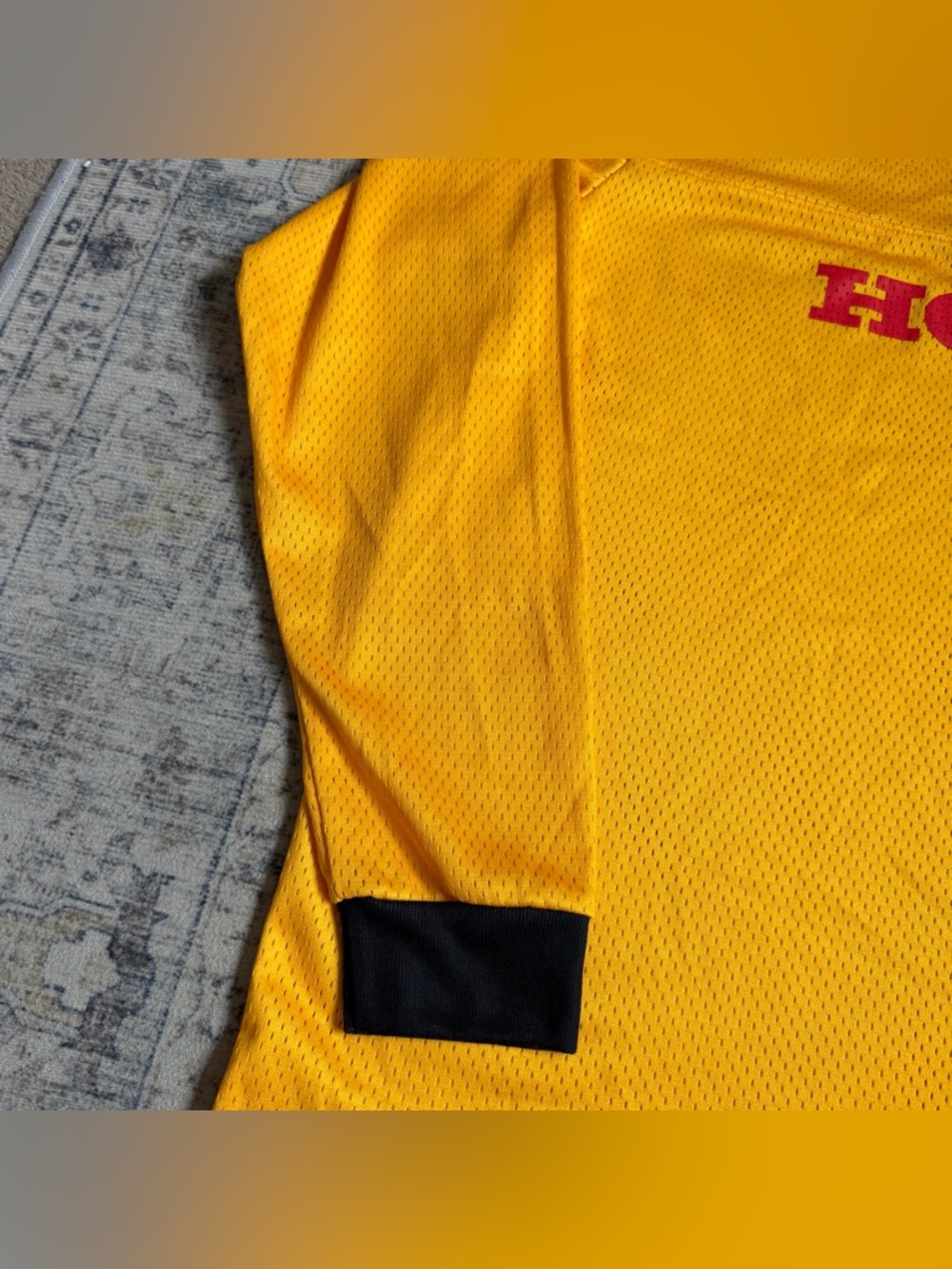 Honda Men’s Retro Mesh Racing Jersey Classic Logo Sz M Golden Long Sleeve GUC - Picture 4 of 8